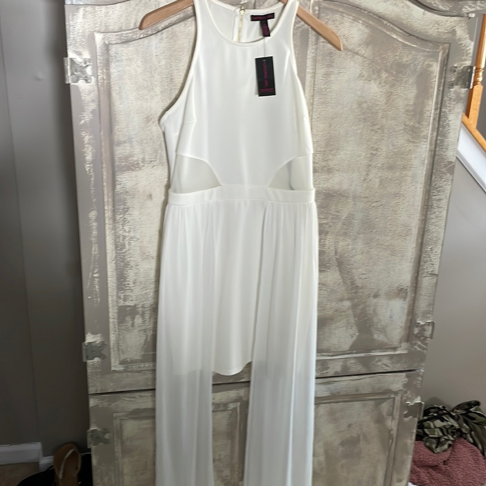 NWT MATERIAL GIRL White Slitted Sleeveless Maxi Party Sheath Dress Juniors L